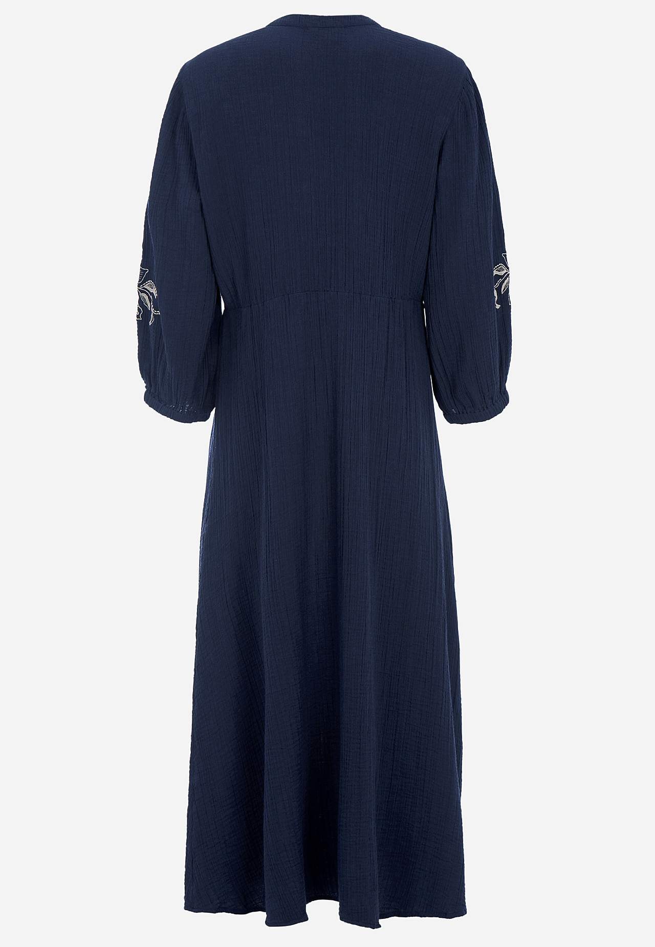 Jurk van gekreukt katoen met borduursel