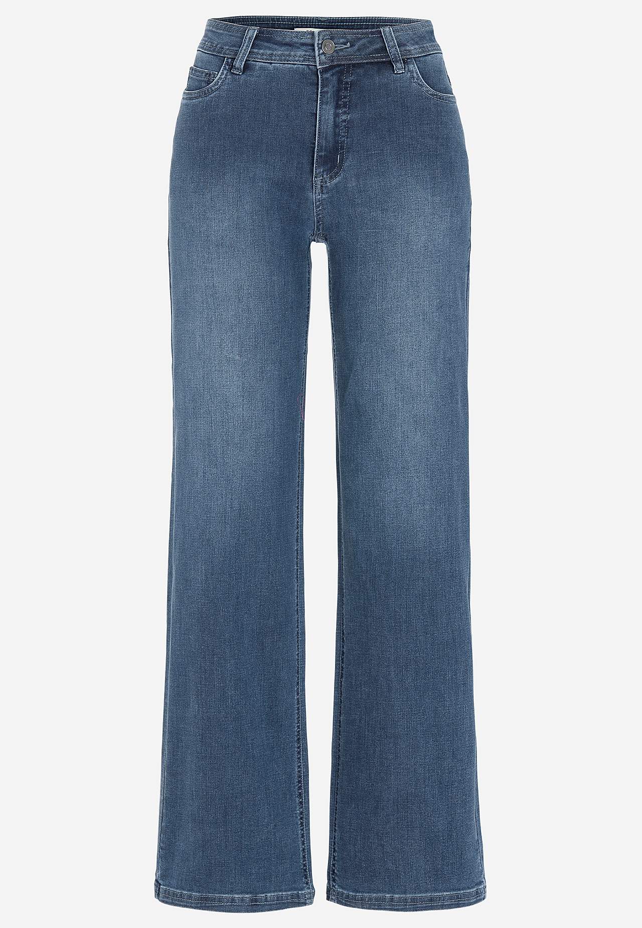 Wijde spijkerbroek van superstretch denim Sara