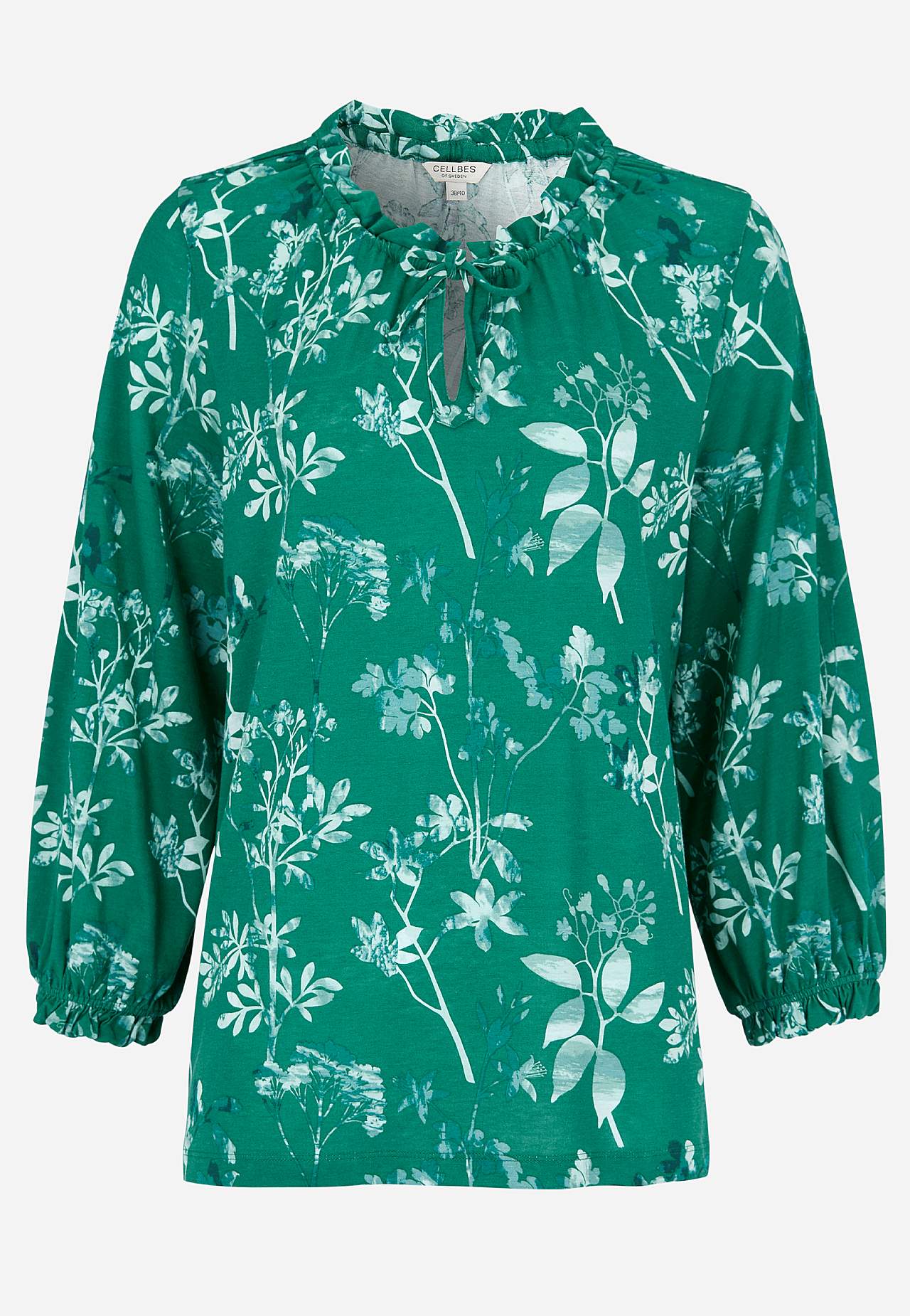 Jersey-topje met patroon met rand met ruches