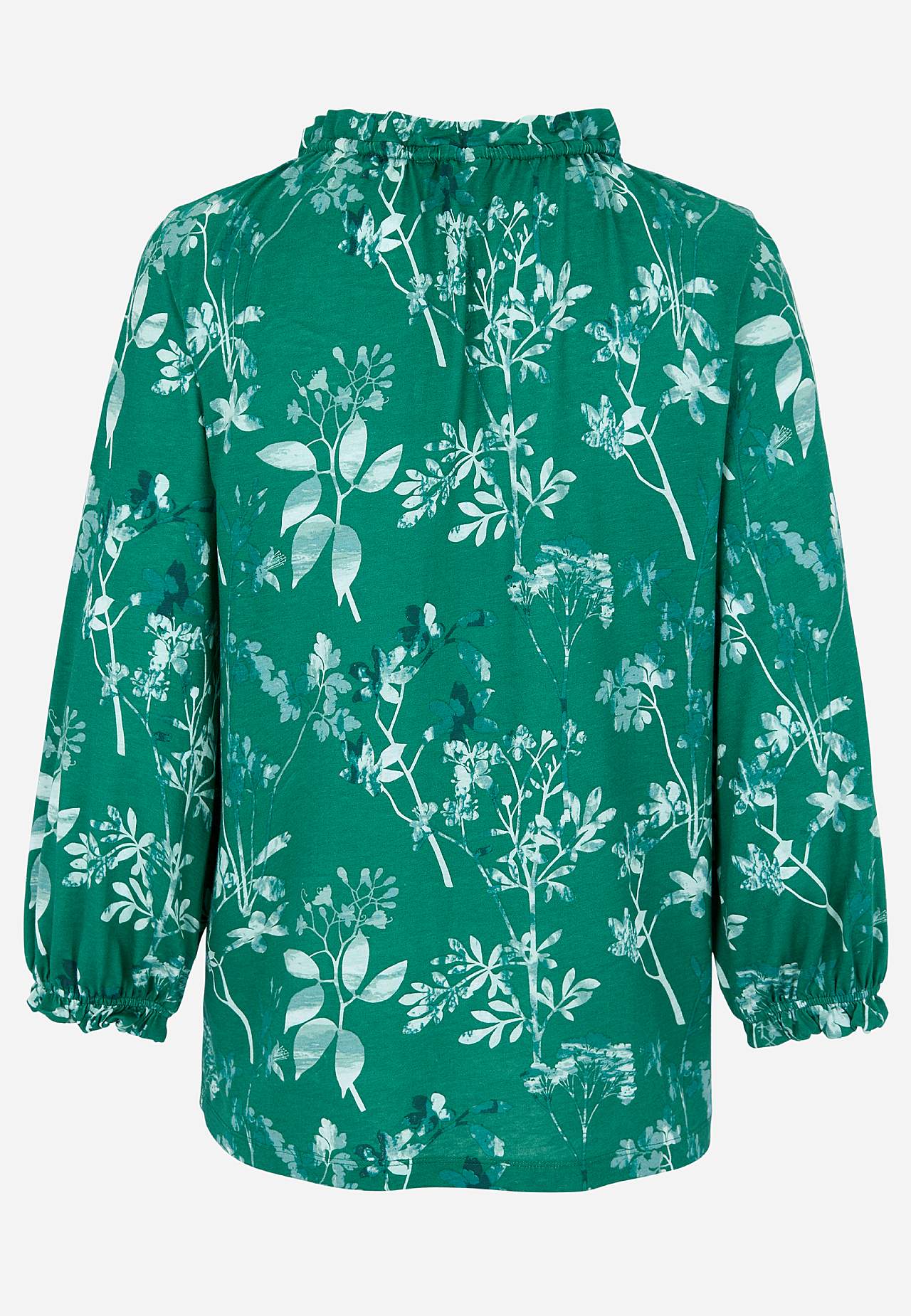 Jersey-topje met patroon met rand met ruches