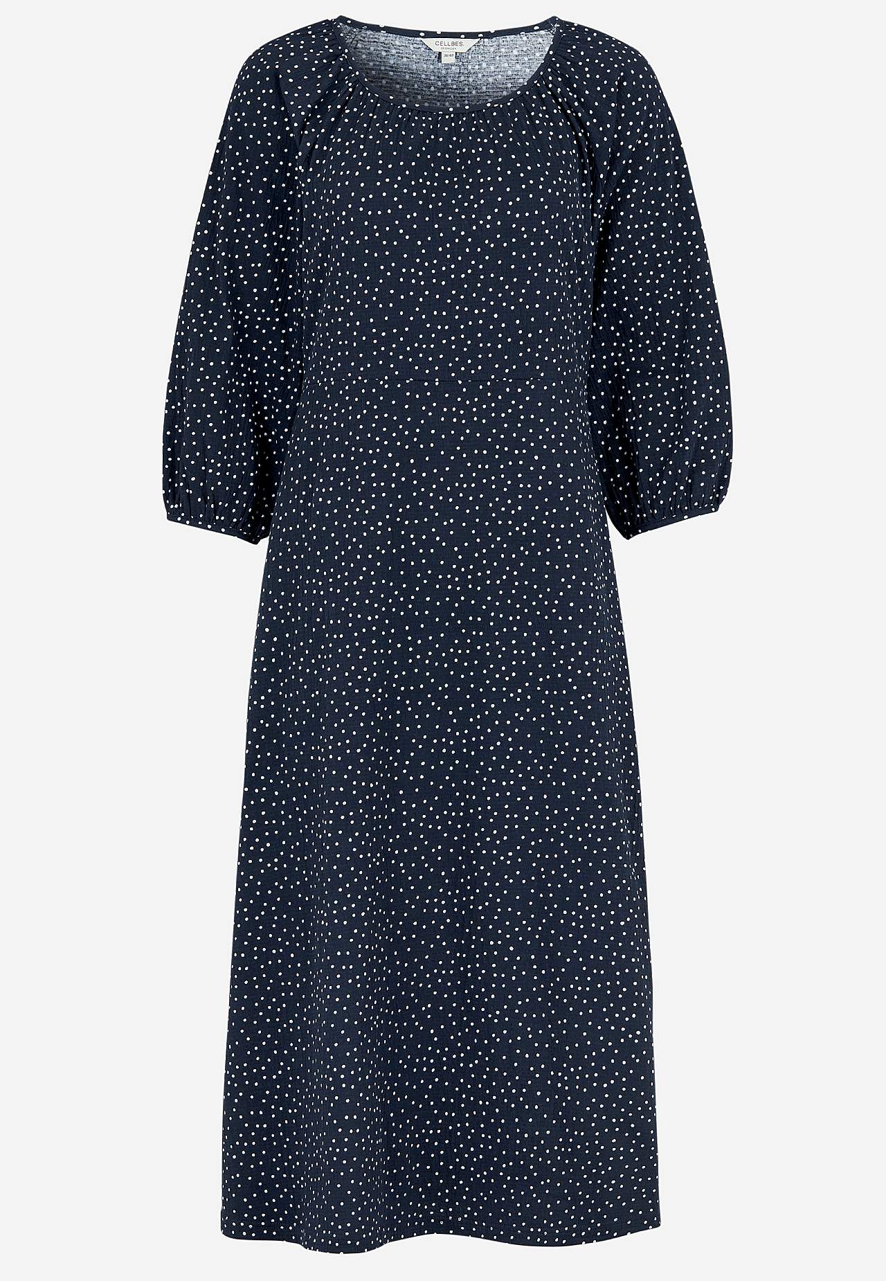 Gestippelde en gekreukte jerseyjurk