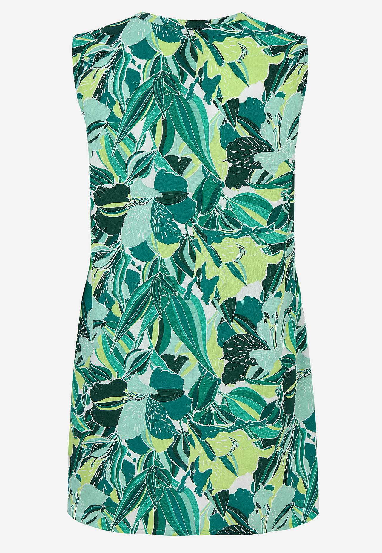 Mouwloze tuniek met zakken en een bloemenpatroon