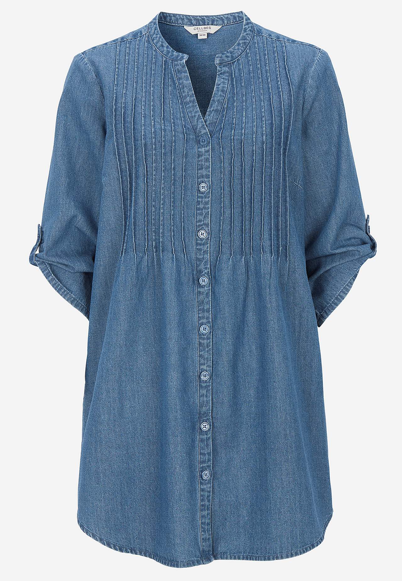 Luchtige tuniek van lichte denim met zakken